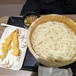 丸亀製麺 - 釜揚げうどん(大)&えび天¥840