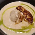 コントワール15 - 海老とセップ茸の温製テリーヌ　スープ仕立て　フォアグラ添え