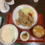 まるよし食堂 - 鶏からあげ　600円　お食事セット　300円