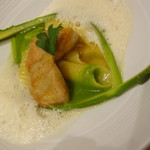 ラ・フェット ひらまつ - 前菜４　仔羊の胸腺を揚げたものと、ガルガネッリ