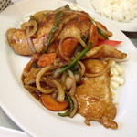 キッチンふるはし - 野菜入ポークソテー（ロース）（９３０円）これにライス・味噌汁・漬物が付きます。２０１３年１１月