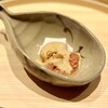温石 - ■落花生豆腐　落花生ソース　無花果
いきなり心を掴まれます！
豆腐からもソースからも、少し異なる趣の落花生の香りが立って、とても美味しい。
