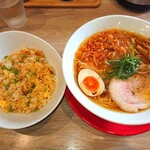 麺王道 勝 - 旨辛ネギラーメン & 半チャーハン