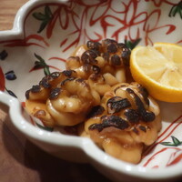 天一坊 - 焼き白子 完熟すだち添えアップ