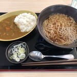 ゆで太郎 - 朝セット、温そばとカレー、480円。