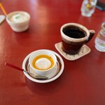 e:n coffee - かぼちゃプリン、ホットコーヒー（エチオピア）、コーヒーゼリー