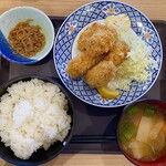 下町の大統領 - 料理写真:「大粒カキフライ定食」@850＋「カキフライ1個追加」@200＋「ご飯大盛り」@100