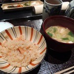 くろぎ - 松茸ご飯、九条葱味噌汁2013.11