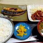 いわい食堂 - 二品定食(鯖、焼肉)