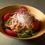 Steamed chicken salad ~ Sesame dressing and cutlet with chili oil ~