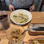 古民家カフェ くいな - エビときのこのジェノベーゼパスタ