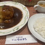 Grill maruyoshi - 特製ロールキャベツ定食1680円。味噌汁とライスがつきます。ライスは、大、中、小から選べます。とちらは、ライス中。