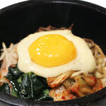 Stone grilled cheese bibimbap