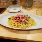 カジュアルフレンチBar 7FUKU - ベーコンバージョンのペペロンチーノ