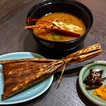 伊勢海老　海鮮蒸し料理　華月 - 伊勢海老味噌汁、蒸しご飯、香のもの