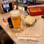 串カツ田中 - 単品飲み放題　生中　お通しキャベツ(おかわり自由)