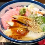 寿司 魚がし日本一 - 日替わり丼 ねぎとろ・あなご・サーモン