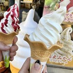 おみやげ・お食事処 神田家 - ブラックベリーソフトクリーム、生乳ソフトクリーム