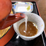 Asahi An - ここのそば湯は蕎麦粉を溶いたドロッとしたタイプですね。