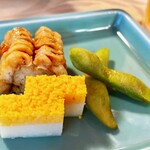 はり重 - 錦卵･鱧寿司･枝豆