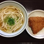 かみ家製麺所 - かみ家製麺所 ひやかけ（小）+アジフライ