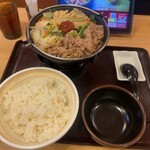 すき家 - 肉味噌牛担々鍋定食（並）890円　牛鍋肉2倍盛 240円　ご飯大盛り　30円！