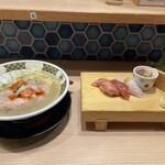 Sugoi Niboshi Ra-Men No Ge Sushi Tsuri Kin - すごい煮干しラーメンと赤酢握り5貫