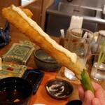 ぎんざ磯むら - デカデカアスパラ、重くてしなった。