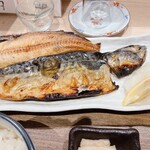 豊洲場外食堂魚金 - ハーフ&ハーフ(サバとホッケの焼魚)