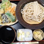 手打うどん 大井戸 - 野菜天付もりうどん1100円