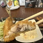 ろく水産 - ふんわりアジフライ断面