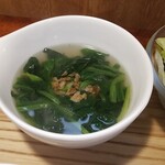 キッチン ブルー グローブ - ほうれん草と茸スープ