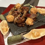 多満喜 - あん肝と合鴨の鍬焼、あしらい