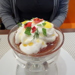 ビストロ ダイア - 新作デザート、長野県産巨峰のスープ、カモミールのジュレとシャーベット添え