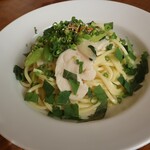 Brighton cafe - ◉蒸し鶏と青ネギの和風パスタ／1,230円税込
            ・青じそトッピング／＋170円税込