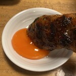 焼鳥 八朔 - 黄卵も濃厚で、普通の卵ではなさそう