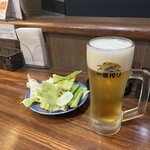 もも太郎 - お通しと生ビール