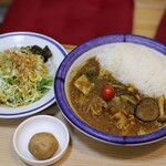 エチオピアカリーキッチン - ポーク野菜カリー ライス・ルー大盛＋ディナーセット サラダ＋じゃがいも