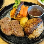 ステーキ＆ハンバーグ ひげ - ハンバーグ200g+ヒレ100g ¥3,960‼️