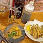 Kushikatsu Dengana - 魚介も欲しくなって「ワカサギの天ぷら」¥450も追加