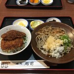 越前 - ランチメニューのおろし蕎麦とソースカツ丼のセット