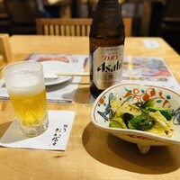 鰻う おか冨士 - 瓶ビールとお通し