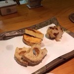 石臼挽き手打 蕎楽亭 - 小玉ねぎ、薩摩芋、蓮根