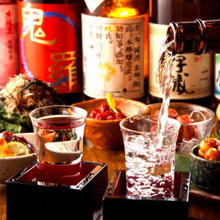 Carefully selected shochu and local sake