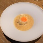 apothéose - ごぼうスープうずらの目玉焼き、パネピュレ、蓮根の岩塩包み揚げ