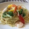 パスタで食堂 - ランチAセット　1100円　エビと野菜のペペロンチーノ