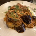 オステリア 祐 - パスタランチ　秋茄子とサーディンのトマトソース
