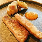 Odoru youni - 青森豚肩肉の炭火焼き　ロメスコソース(パプリカ)
