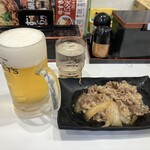 Yoshinoya - 生ビール、牛皿