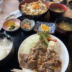 Suehiro - カルビ定食+親子丼